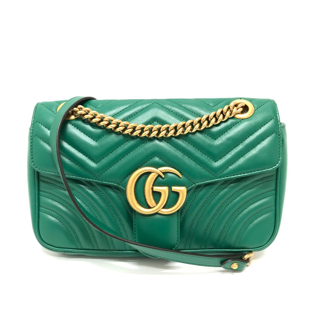 Gucci(グッチ)のグッチ GUCCI GGマーモント 443497 スモール 斜め掛けバッグ ショルダーバッグ ラムスキン グリーン レディースのバッグ(ショルダーバッグ)の商品写真