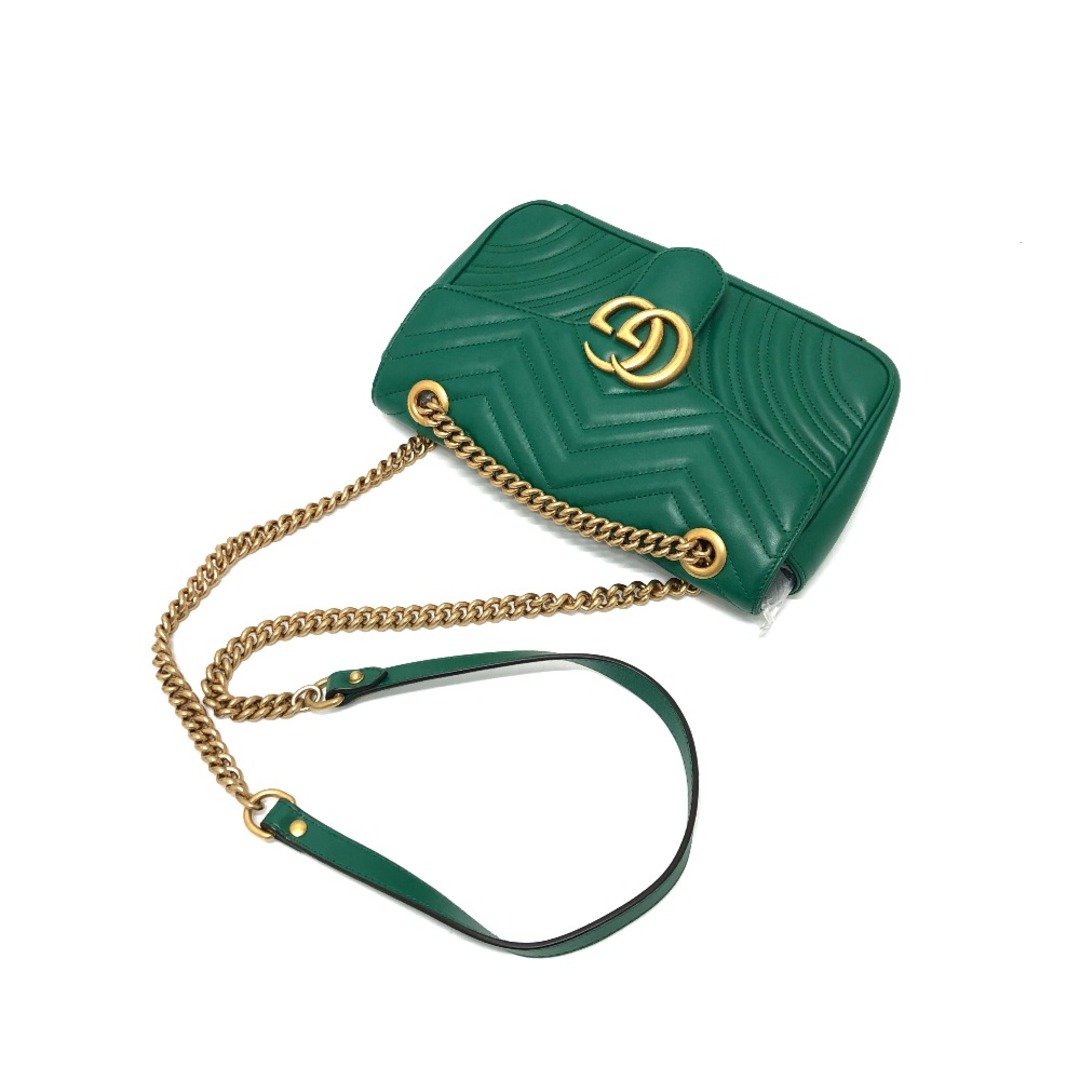 Gucci(グッチ)のグッチ GUCCI GGマーモント 443497 スモール 斜め掛けバッグ ショルダーバッグ ラムスキン グリーン レディースのバッグ(ショルダーバッグ)の商品写真