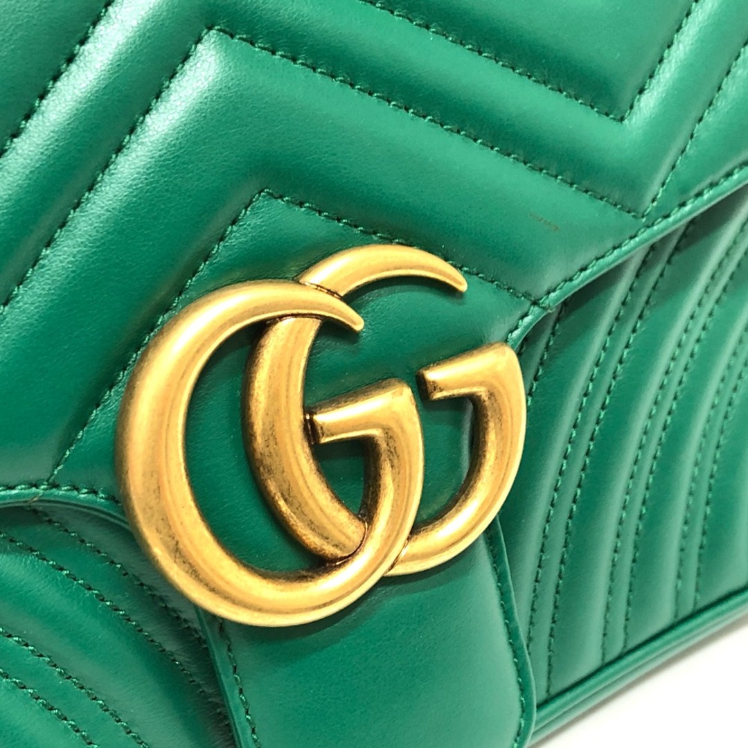 Gucci(グッチ)のグッチ GUCCI GGマーモント 443497 スモール 斜め掛けバッグ ショルダーバッグ ラムスキン グリーン レディースのバッグ(ショルダーバッグ)の商品写真