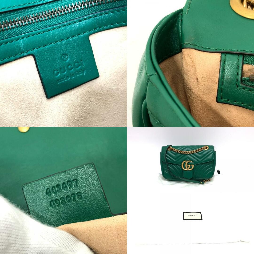 Gucci(グッチ)のグッチ GUCCI GGマーモント 443497 スモール 斜め掛けバッグ ショルダーバッグ ラムスキン グリーン レディースのバッグ(ショルダーバッグ)の商品写真