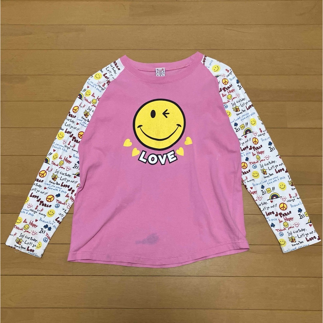 Tシャツ　ピンク　スマイリー　140 キッズ/ベビー/マタニティのキッズ服女の子用(90cm~)(Tシャツ/カットソー)の商品写真