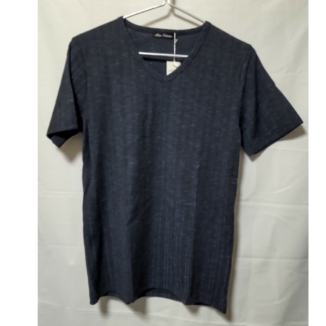 未使用品下げ札付き 半袖VネックTシャツ ネイビーサイズL メンズのトップス(Tシャツ/カットソー(半袖/袖なし))の商品写真