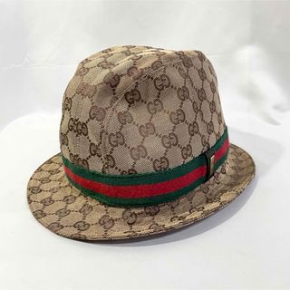 グッチ(Gucci)の美品 正規品 グッチ XL バケットハット GGキャンバス シェリーライン 帽子(ハット)