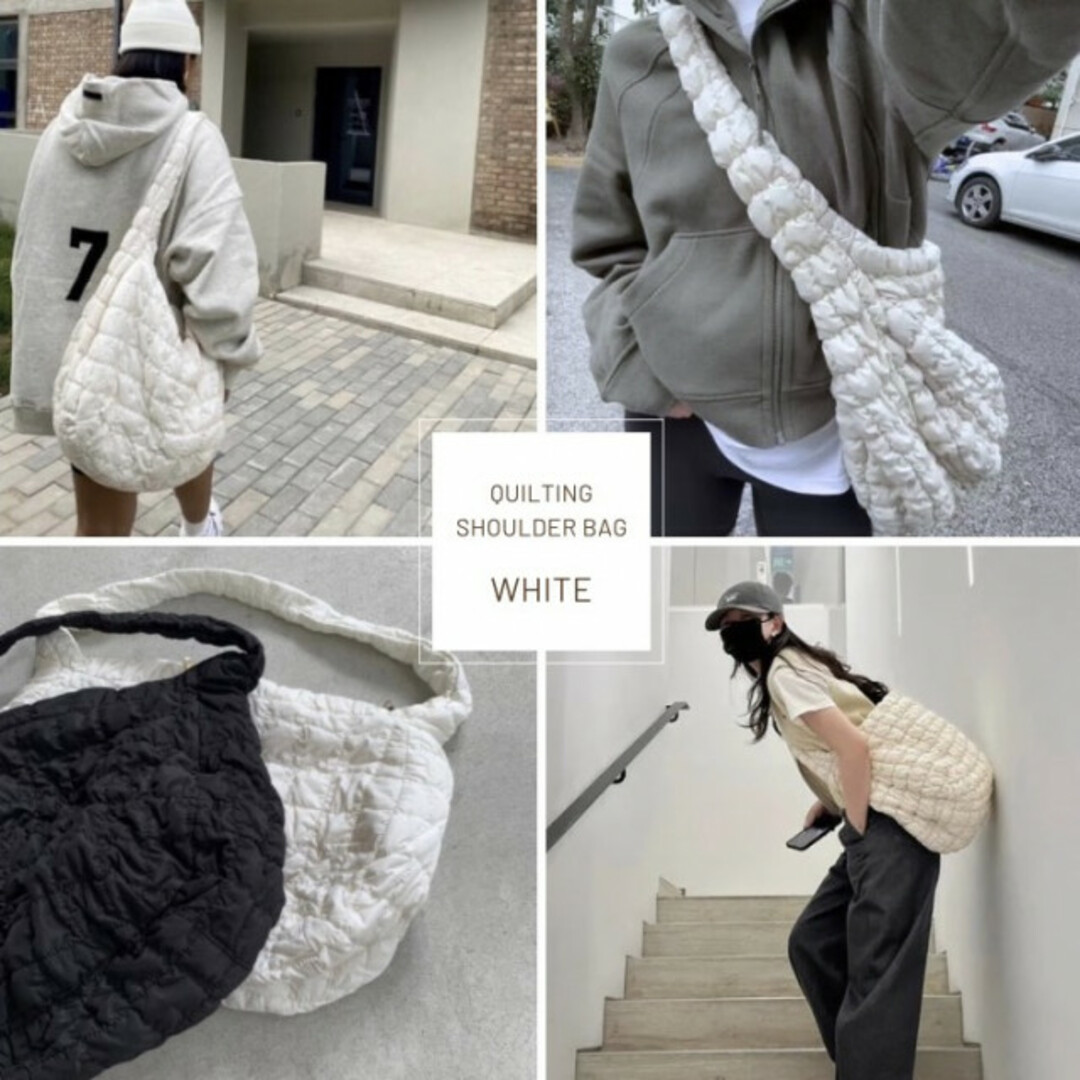 キルトシャーリング ショルダーバッグ 白 ホワイト レディース メンズ 斜めがけ レディースのバッグ(ショルダーバッグ)の商品写真