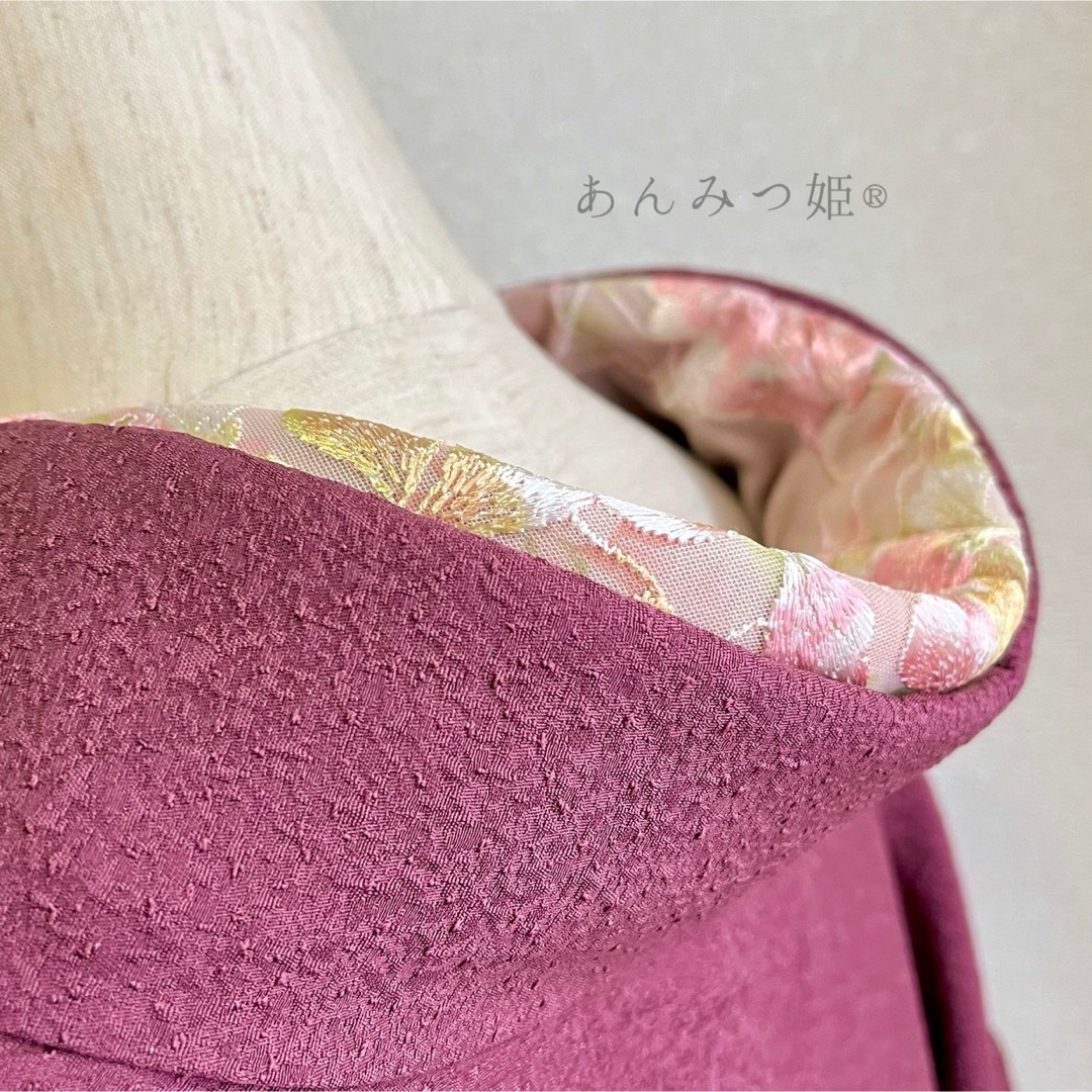 洗える刺繍半衿  つやつやのお花 レディースの水着/浴衣(和装小物)の商品写真