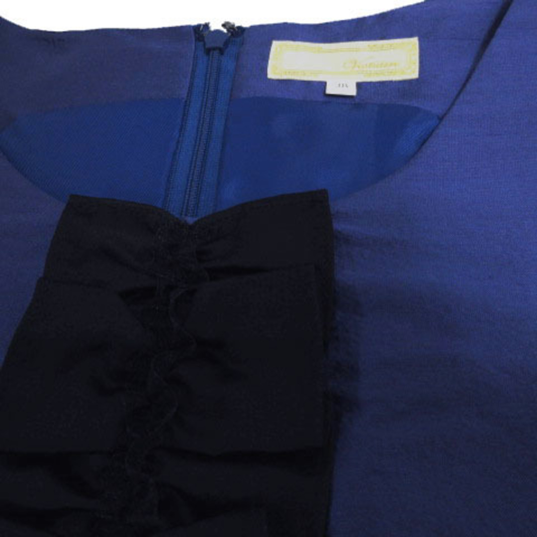 Vestiaire ワンピース フォーマル ひざ丈 光沢 シルク 青系 38 レディースのフォーマル/ドレス(礼服/喪服)の商品写真