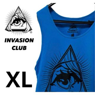 【INVASION CLUB】　インベージョンクラブ　タンクトップ　青色　XL