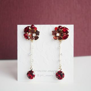 先着1名様限定》8mmストーンバー♡red flower bijouピアス(ピアス)