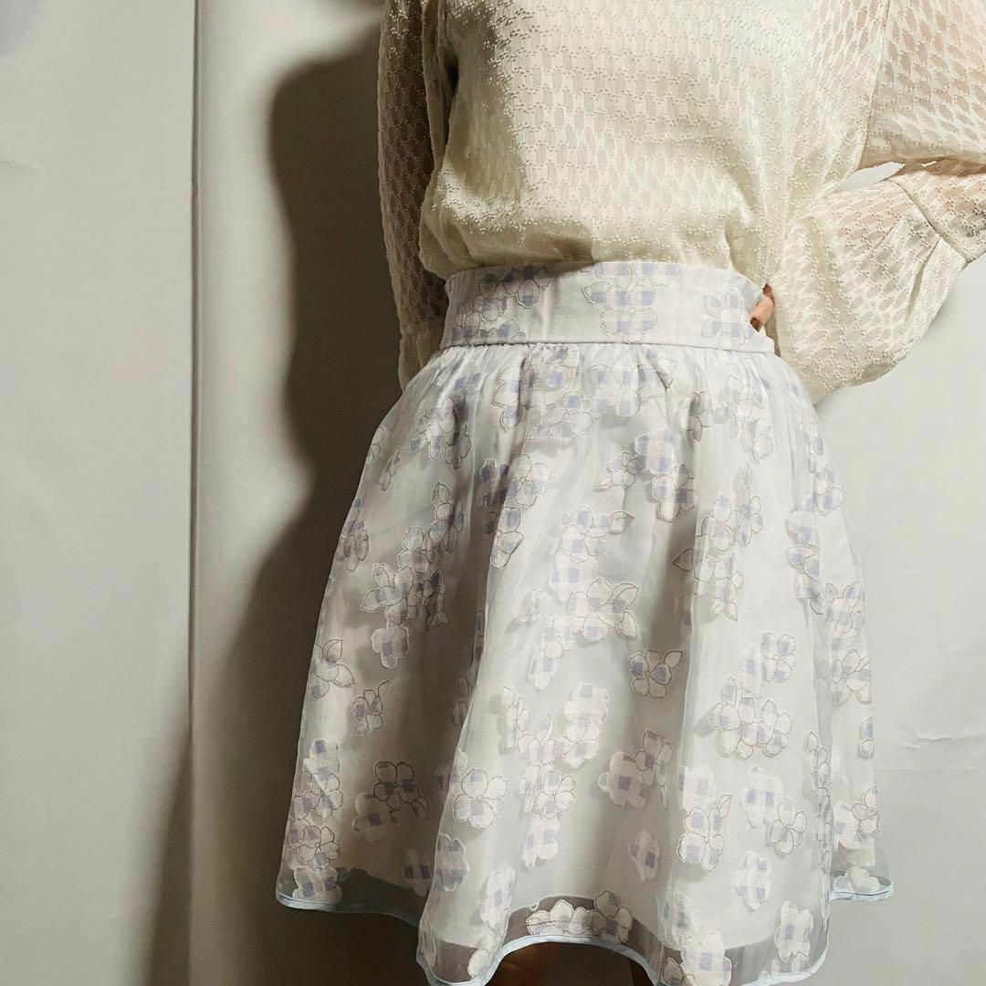 WILLSELECTION(ウィルセレクション)の日本製 WILLSELECTION フラワーフレアスカート シースルー 花柄 レディースのスカート(その他)の商品写真