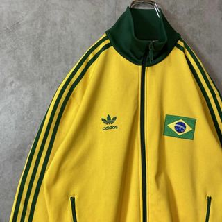 アディダス(adidas)の【好配色、刺繍ロゴ】adidasトラックジャケット古着フロッキー緑ブラジル長袖(ジャージ)