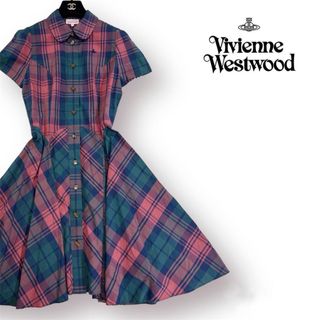 Vivienne Westwood - 【美品】ヴィヴィアンウエストウッド ワンピース オーブ チェック柄 刺繍