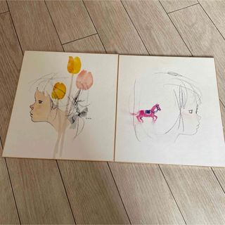 いわさきちひろ　2枚セット　色紙　アート