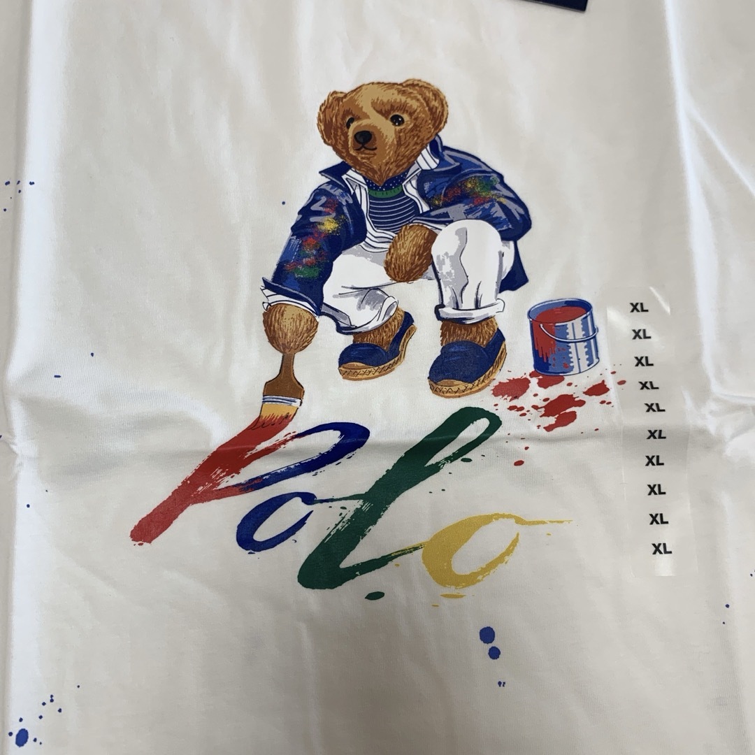 Ralph Lauren(ラルフローレン)の【新品】ラルフローレン ポロベア Tシャツ ペイント ホワイト L キッズ/ベビー/マタニティのキッズ服男の子用(90cm~)(Tシャツ/カットソー)の商品写真