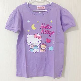 【新品タグ付】ハローキティ　 パフスリーブ 半袖Tシャツ　130cm パープル(Tシャツ/カットソー)