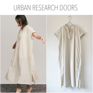 アーバンリサーチドアーズ(URBAN RESEARCH DOORS)のアーバンリサーチドアーズ　siiwa チェック編み上げワンピース　ジャーナル(ロングワンピース/マキシワンピース)