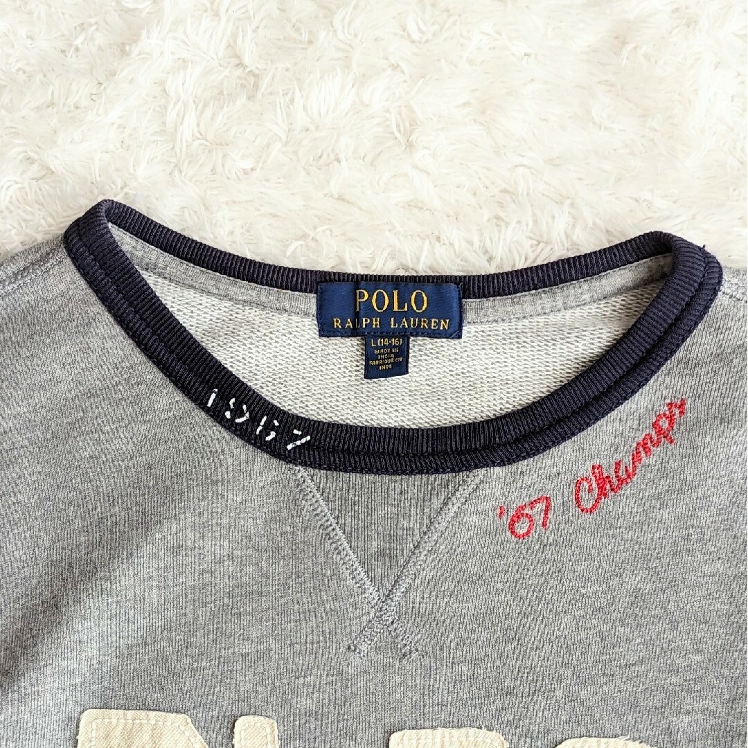 POLO RALPH LAUREN(ポロラルフローレン)のポロラルフローレン スウェット ビッグロゴ デカロゴ ワッペン 刺繍 グレー L メンズのトップス(スウェット)の商品写真