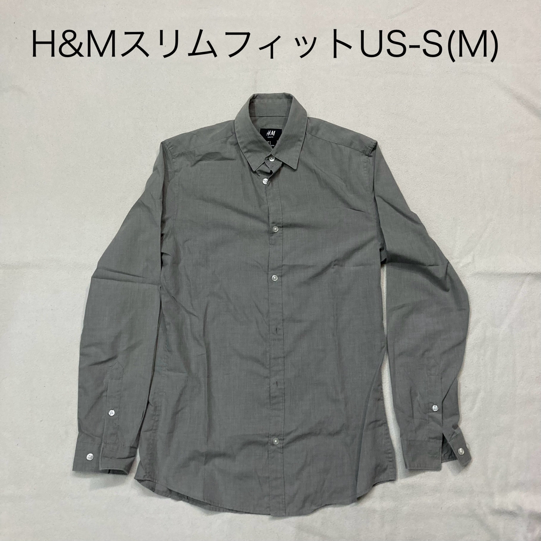 H&M(エイチアンドエム)のH&M 長袖シャツ　US-S(M) スリムフィット　グレー メンズのトップス(シャツ)の商品写真