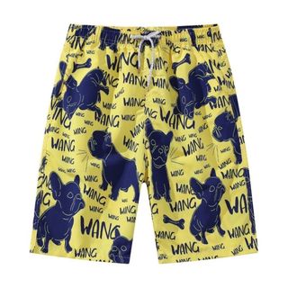 【再入荷】水着 海パン サーフパンツ 速乾 XL 黄色 イエロー 犬 ブルドッグ(水着)