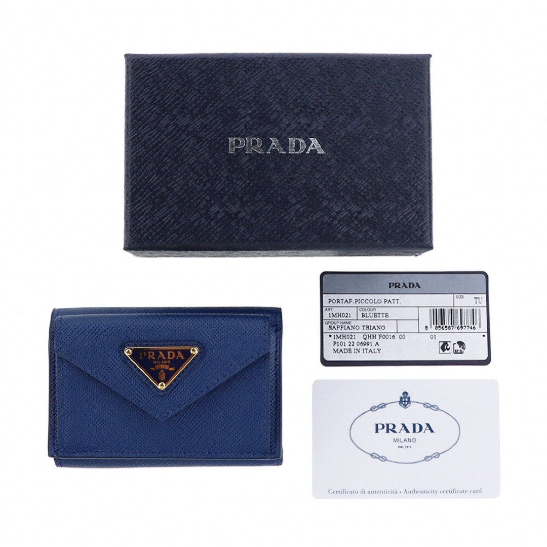 PRADA(プラダ)のプラダ 三つ折り財布 1MH021 QHH F0016 NERO BLUETTE レディースのファッション小物(財布)の商品写真