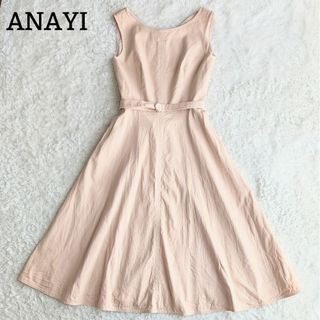 ANAYI - 近年モデル アナイ リネン混 ノースリーブワンピース ロング Ｍ ベージュ