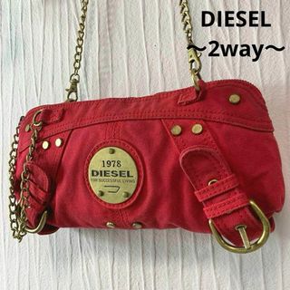 DIESEL - B221.ディーゼル【2way バッグ】ヴィンテージ ロゴプレート ゴールド金具