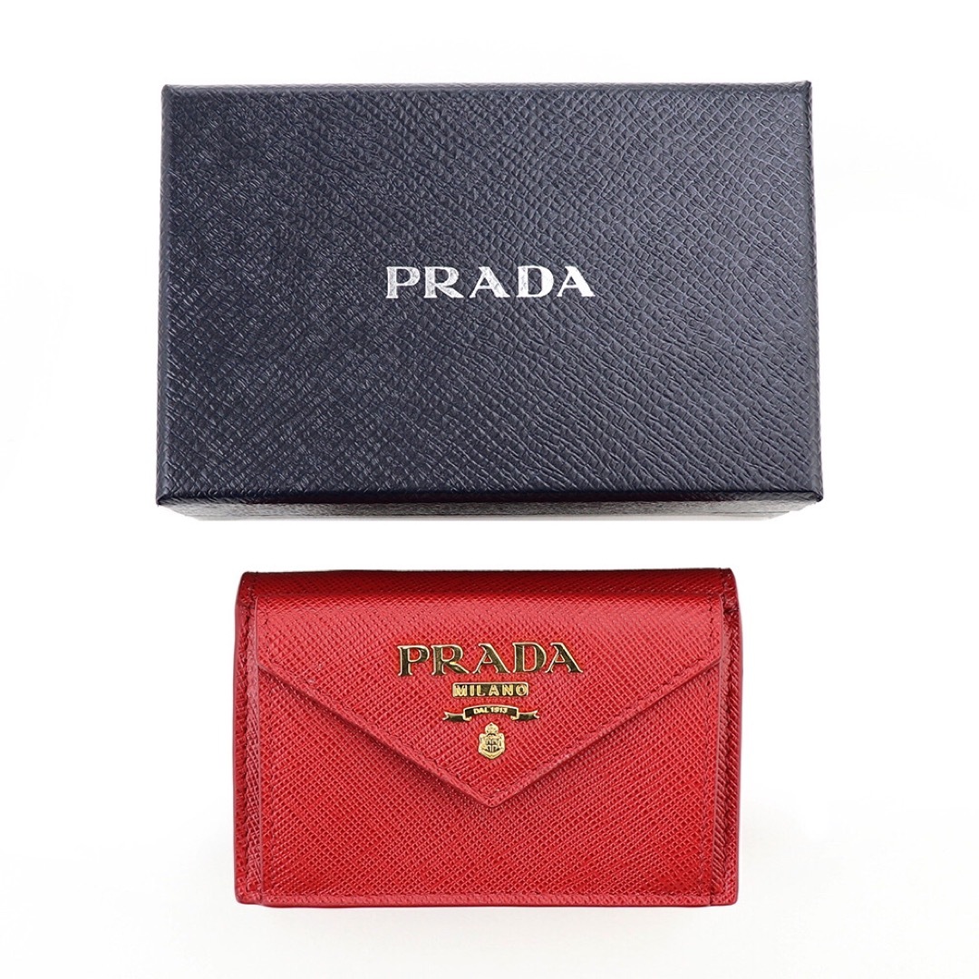 PRADA(プラダ)のプラダ 三つ折り財布 1MH021 QWA F068Z FUOCO フォーコ 赤 レディースのファッション小物(財布)の商品写真