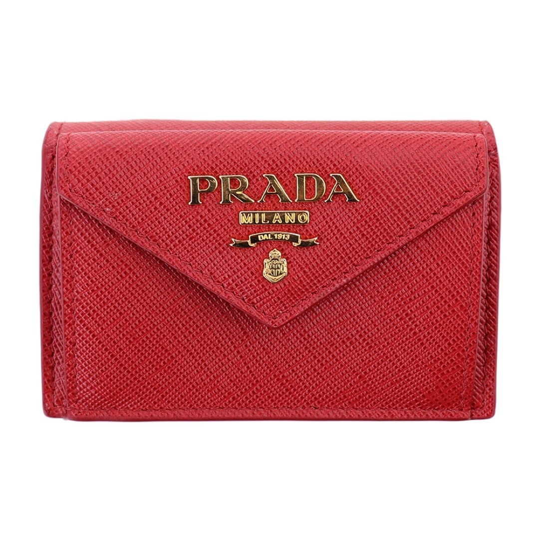 PRADA(プラダ)のプラダ 三つ折り財布 1MH021 QWA F068Z FUOCO フォーコ 赤 レディースのファッション小物(財布)の商品写真