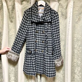 アクシーズファム(axes femme)のaxes femme アクシーズファム 千鳥格子柄コート 黒×グレー (ロングコート)