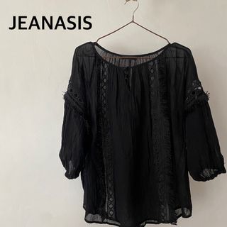 ジーナシス(JEANASIS)のジーナシス　ブラック　黒　シャツ　トップス　綿　コットン　フリーサイズ(シャツ/ブラウス(長袖/七分))