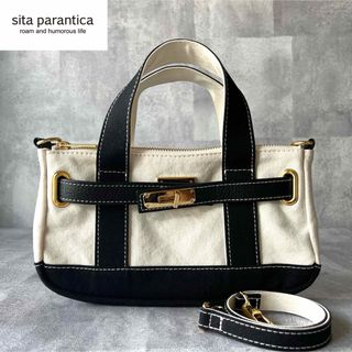 DEUXIEME CLASSE - 【美品】SITA PARANTICAキャンバス ホワイト×ブラック2WAYバッグ