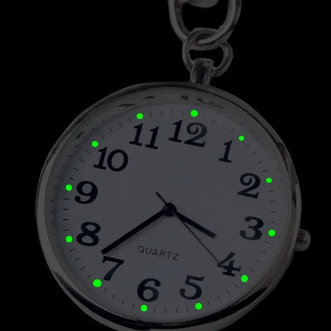 ナースウォッチ シルバーブラック 懐中時計 文字盤 カラビナ 蓄光 キーホルダー メンズの時計(その他)の商品写真