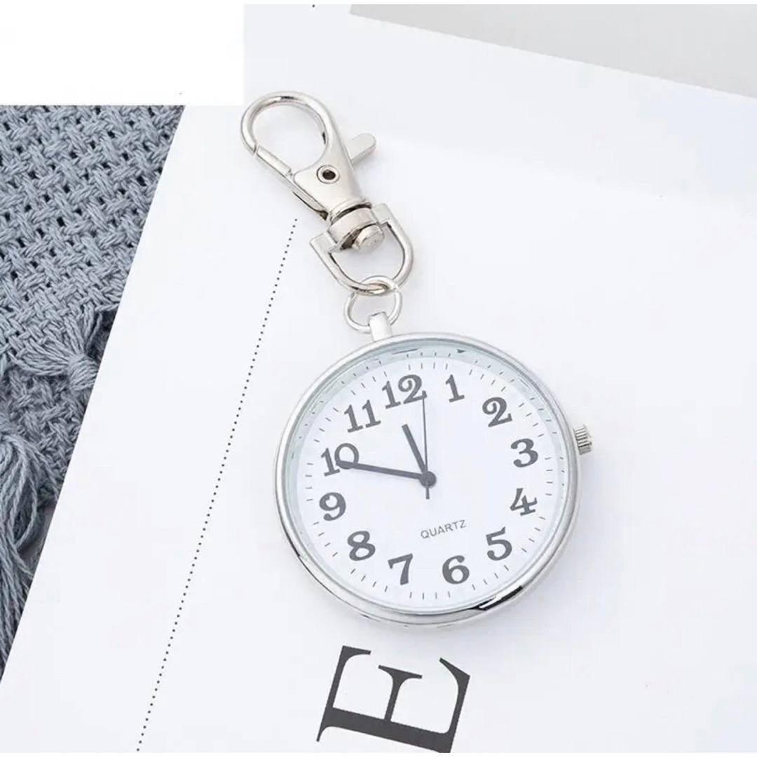 ナースウォッチ ブラック 懐中時計 文字盤 カラビナ 蓄光 キーホルダー メンズの時計(その他)の商品写真