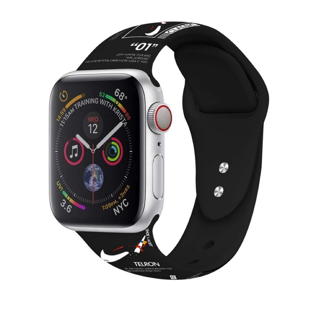 AppleWatch ラバー バンド ベルト ブラック 42/44/45/49㎜ スマホ/家電/カメラのスマホアクセサリー(その他)の商品写真