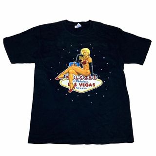 ヘインズ(Hanes)の半袖Tシャツ ネバダ ラスベガス ストリップ 看板 ブラックc68(Tシャツ/カットソー(半袖/袖なし))