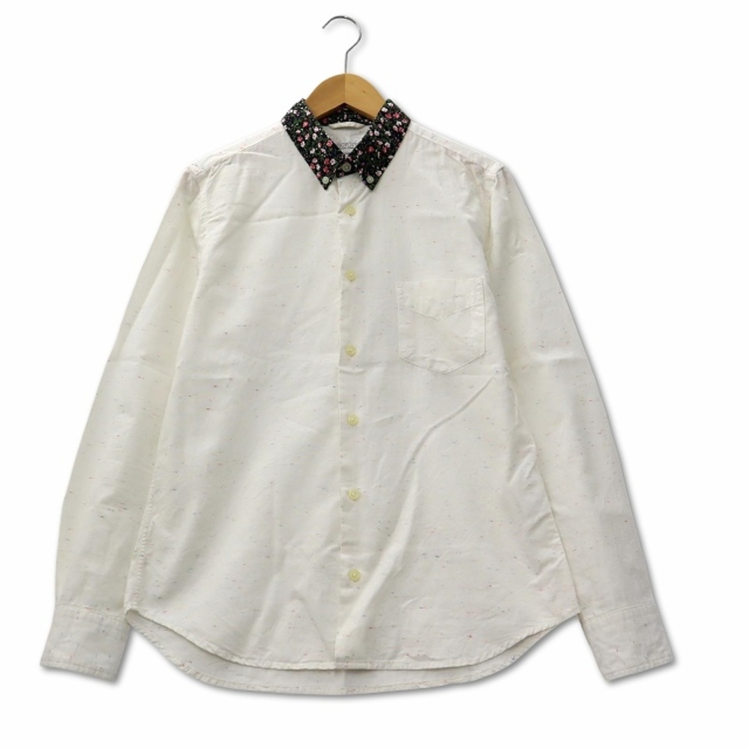 BROWNY(ブラウニー)のブラウニー BROWNY 花柄衿 胸ポケット付き コットン シャツ M ホワイト メンズのトップス(シャツ)の商品写真