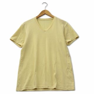 ユニクロ(UNIQLO)のユニクロ UNIQLO コットン Vネック Tシャツ S イエロー(Tシャツ/カットソー(半袖/袖なし))