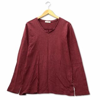 BROWNY - ブラウニー 背中切り替え Vネック ロンTシャツ カットソー S えんじ