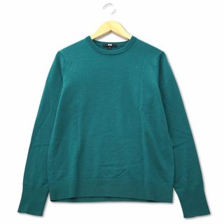 ユニクロ(UNIQLO)のユニクロ エクストラファイン メリノ クルーネック セーター M グリーン(ニット/セーター)