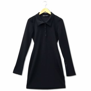 ザラ(ZARA)のザラ ZARA 2148-332-800 ショートシャツネックドレス 黒 S(ミニワンピース)