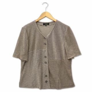 レリアン(leilian)のレリアン Leilian ゆったり Vネック パネルニットカーディガン 13+(カットソー(半袖/袖なし))