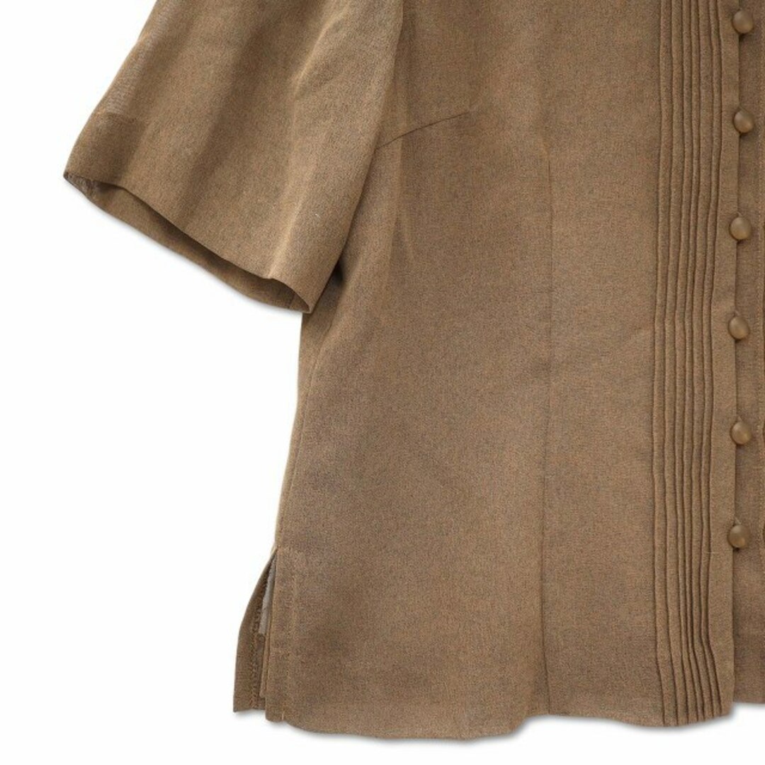 leilian(レリアン)のレリアン Leilian 丸襟 フロントタック シースルー袖 ブラウス 茶 11 レディースのトップス(シャツ/ブラウス(半袖/袖なし))の商品写真