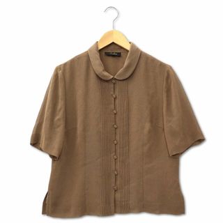 レリアン(leilian)のレリアン Leilian 丸襟 フロントタック シースルー袖 ブラウス 茶 11(シャツ/ブラウス(半袖/袖なし))