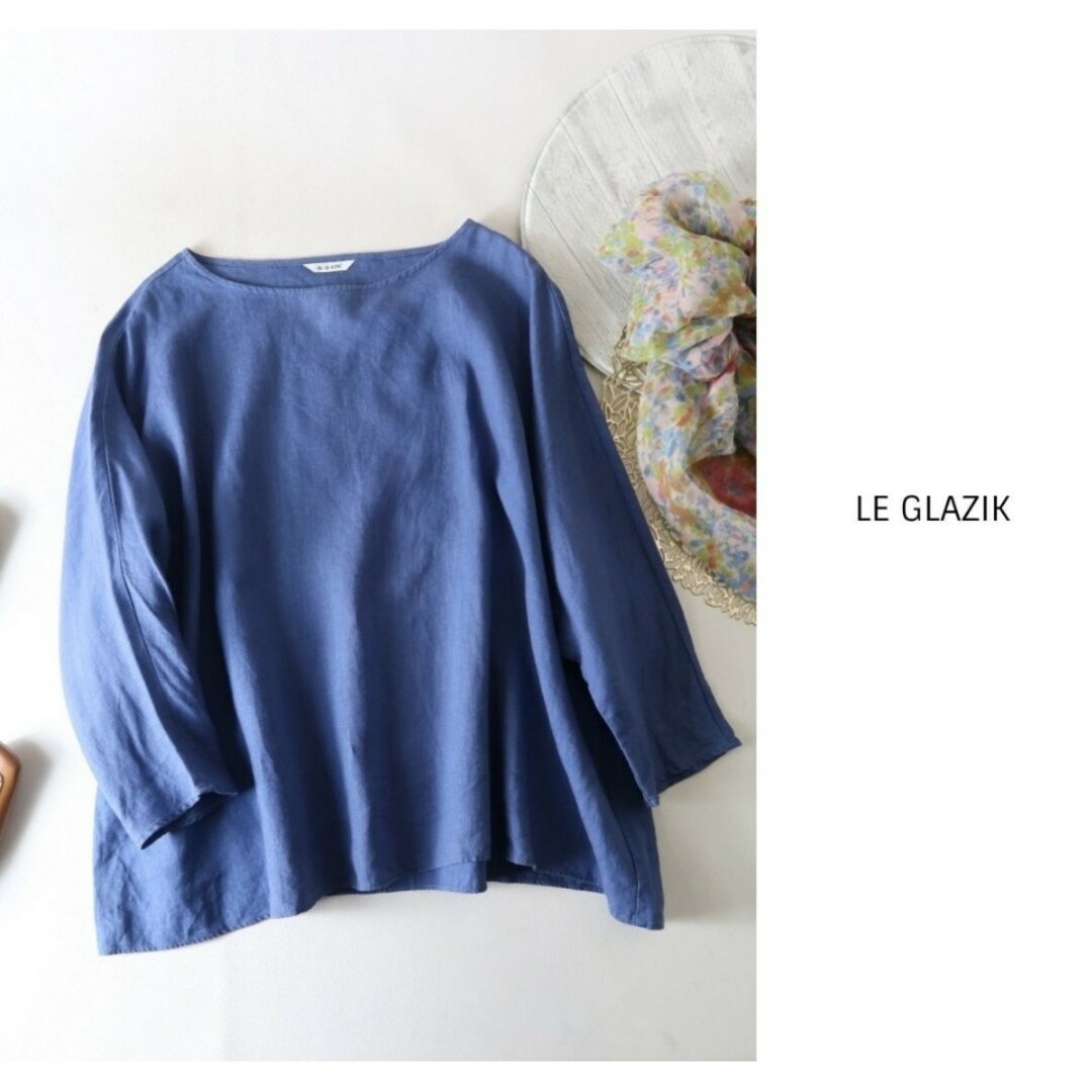 LE GLAZIK(ルグラジック)のB SHOP/ル・グラジック LE GLAZIK麻100％ ボー卜ネックブラウス レディースのトップス(シャツ/ブラウス(長袖/七分))の商品写真