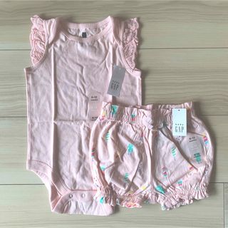 ベビーギャップ(babyGAP)の【新品】babygapロンパース＋ショートパンツ 70(ロンパース)