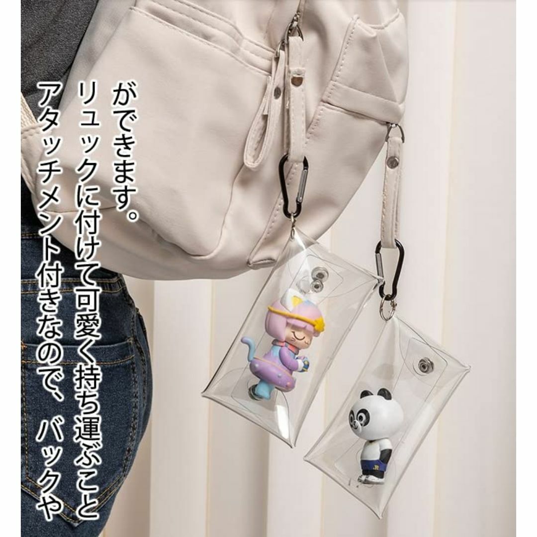 色:クリア2個セットPVCマルチケース カラビナ付き ポーチ おしゃれ かわ レディースのバッグ(その他)の商品写真