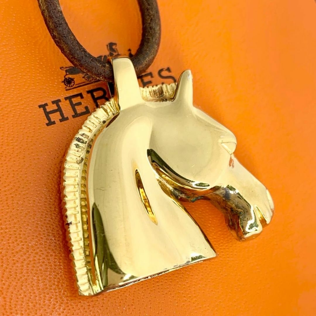 Hermes(エルメス)のHERMES エルメス ホース ヘッド ネックレス チョーカー ゴールド df4 レディースのアクセサリー(ネックレス)の商品写真