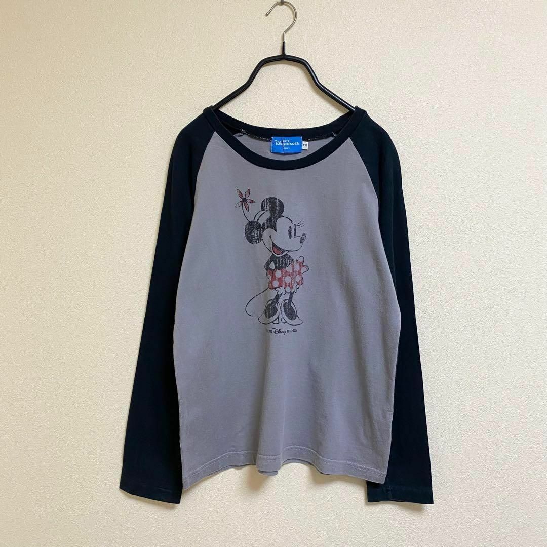 Disney(ディズニー)のディズニー　ミニー　かすれプリントロングTシャツ　グレー　150 子供服　女の子 キッズ/ベビー/マタニティのキッズ服女の子用(90cm~)(Tシャツ/カットソー)の商品写真