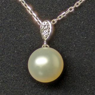 ミキモト(MIKIMOTO)の894 ミキモトペルリータパールダイヤネックレスK18WG0.05ct9mm(ネックレス)