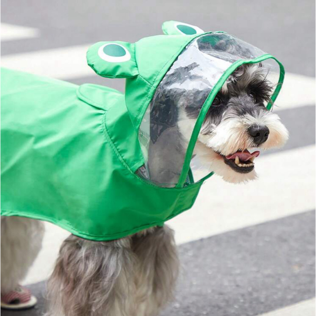 新品 犬 レインコート 雨具 雨がっぱ Mサイズ カエル デザイン グリーン その他のペット用品(犬)の商品写真