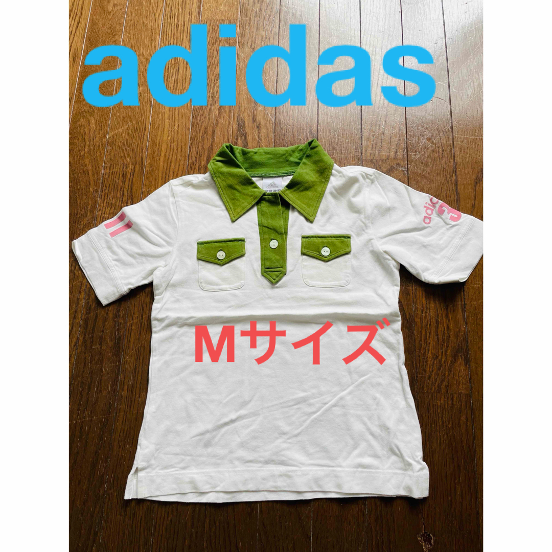 adidas(アディダス)のadidas アディダス　M ポロシャツ　オフホワイト　半袖　スポーツ　シャツ レディースのトップス(シャツ/ブラウス(半袖/袖なし))の商品写真